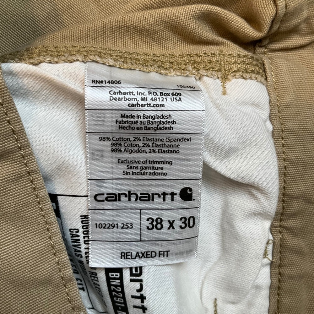 Carhartt Rugged Flex Rigby Relaxed Fit Work Pants Tan Khaki 38x30 - Picture 8 of 8